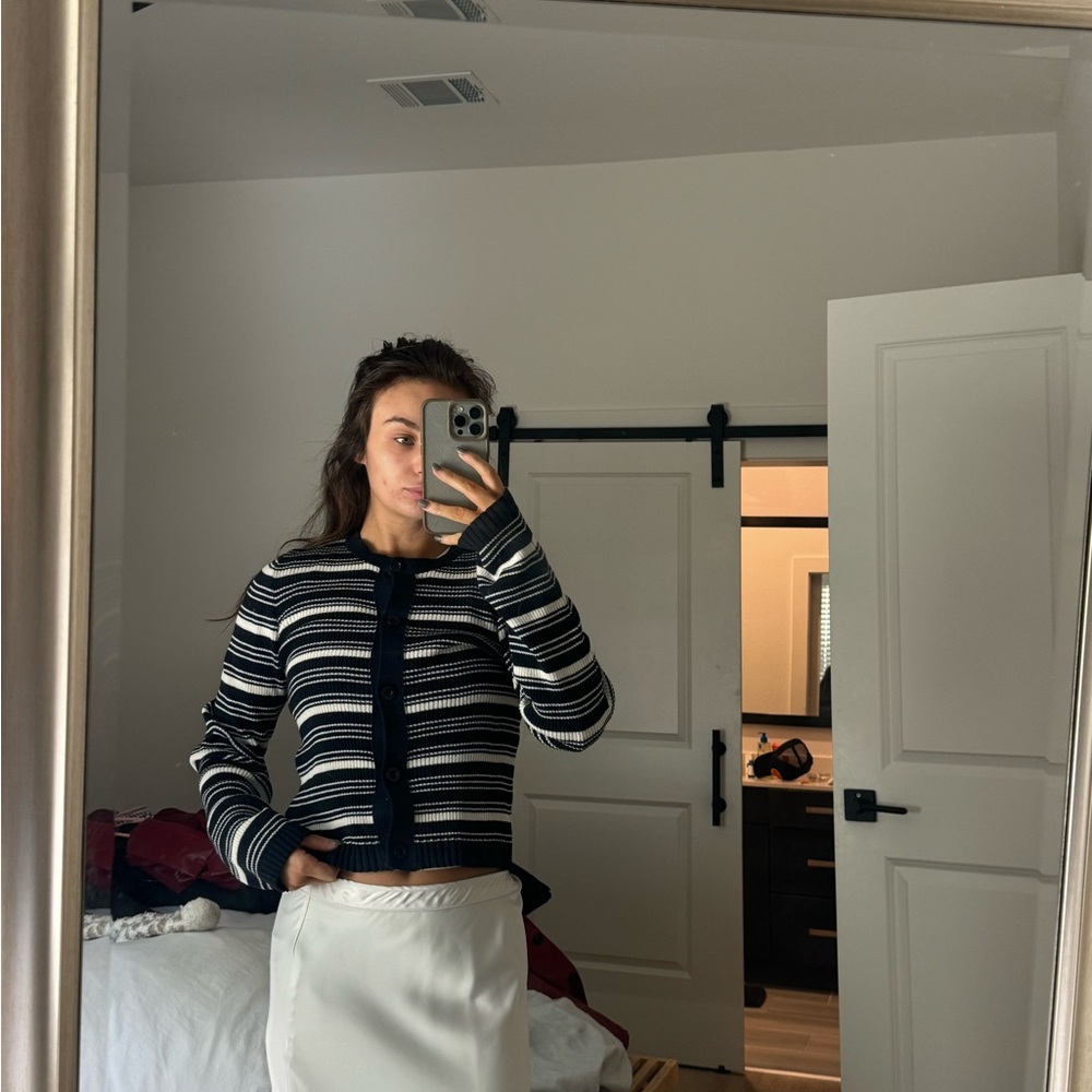 ASOS Navy and White Striped Button Down Shirt